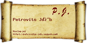 Petrovits Jób névjegykártya